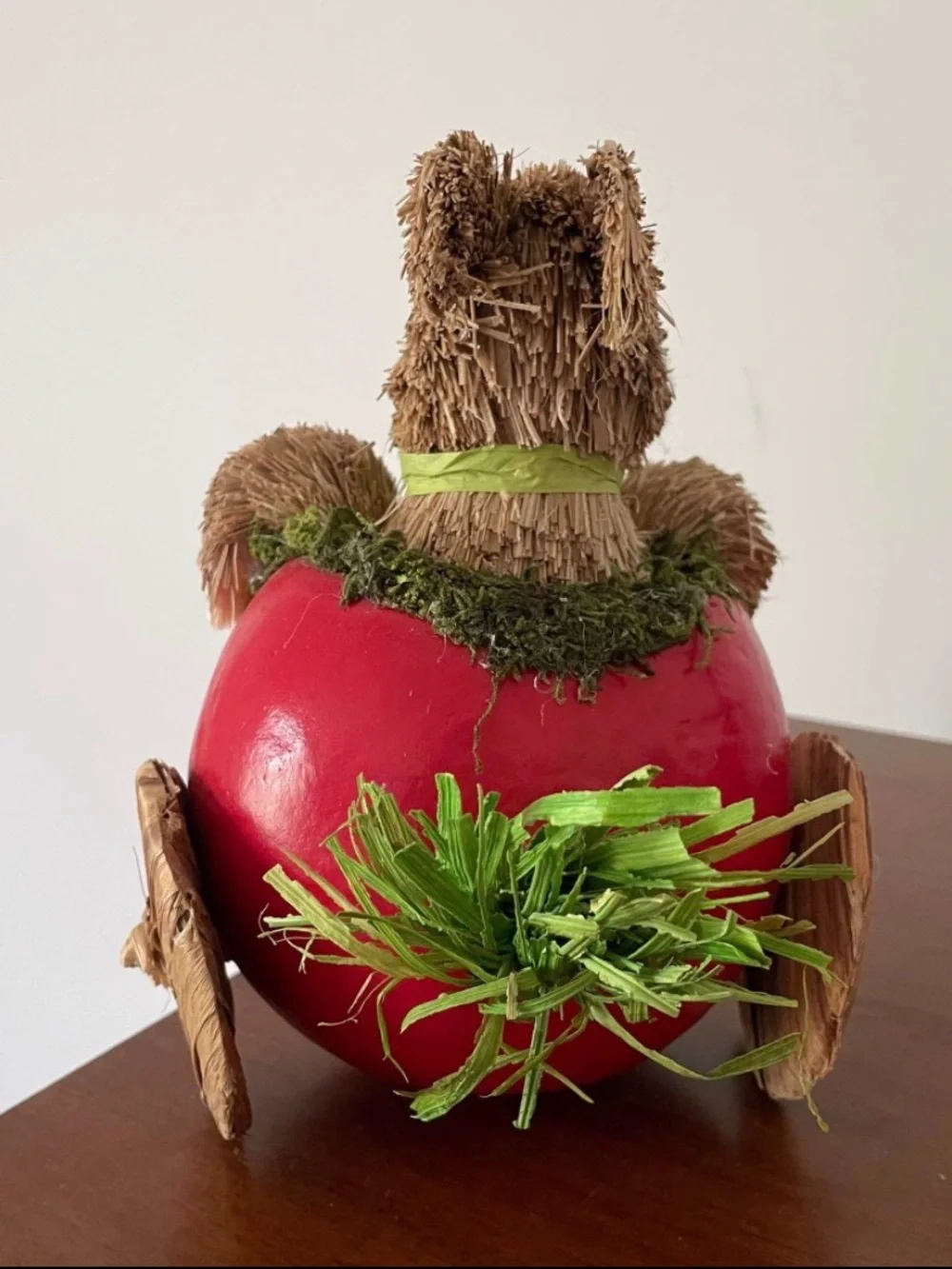 Pier 1 Sisal Rabbit Easter Bunny Riding Turnip